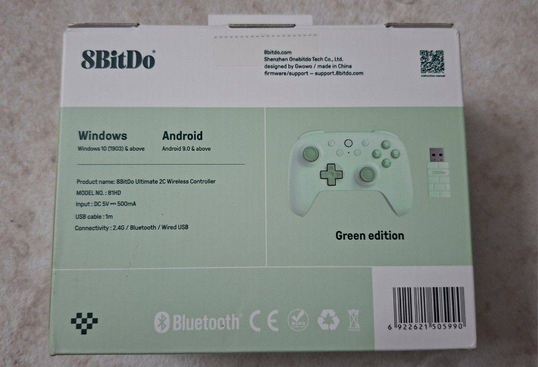 8bitDo Wireless Controller (Green) (Category: Controllers) located in Kuala Lumpur. Submitted by ntifay (Listing ID 1452351464, Image 2). Description: - Connectivity with 2.4G / Bluetooth / Wired USB - For Windows 10 & above / Android 9.0 & above.