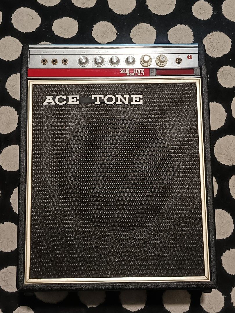 Ace Tone SA-2 Solid State Guitar Amplifier (Category: Musical Instruments) located in Bulacan. Submitted by mykillseijin (Listing ID 1452082848, Image 1). Description: - Vintage Ace Tone SA-2 guitar amp - Solid state model - Multiple tone control knobs - Classic Ace Tone look - Ideal for practice or small gigs - Tested and working FS/FT : The Ace Tone SA-2 is a vintage ⁠25-watt, 1x12-inch solid-state guitar amplifier built in Japan during the lat