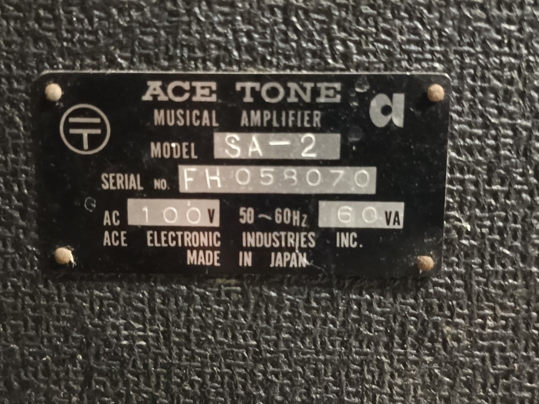 Ace Tone SA-2 Solid State Guitar Amplifier (Category: Musical Instruments) located in Bulacan. Submitted by mykillseijin (Listing ID 1452082848, Image 3). Description: - Vintage Ace Tone SA-2 guitar amp - Solid state model - Multiple tone control knobs - Classic Ace Tone look - Ideal for practice or small gigs - Tested and working FS/FT : The Ace Tone SA-2 is a vintage ⁠25-watt, 1x12-inch solid-state guitar amplifier built in Japan during the lat