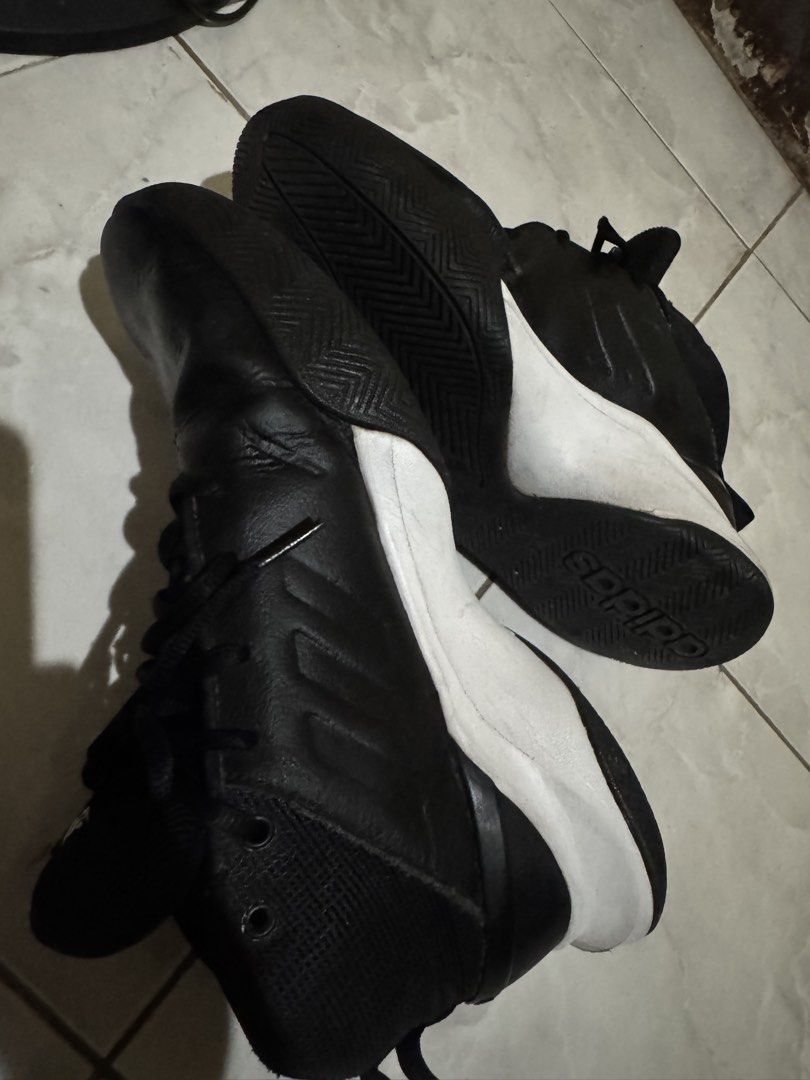 Adidas Black/White Basketball shoe (Category: Sneakers) located in Lucena. Submitted by Rors22 (Listing ID 1452428048, Image 3). Description: - Black high-top Adidas basketball shoes - Iconic white Adidas stripes on the side - Black laces - White and black soles with Adidas branding - Excellent grip for court performance - Ready to play!.