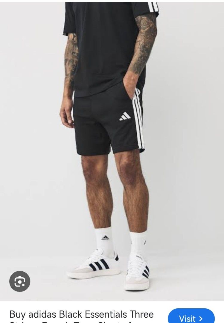 Adidas essential shorts (Category: Activewear) located in Manila. Submitted by brightcloud_25 (Listing ID 1452379074, Image 2). Description: Adidas essential 3 stripe shorts w/zipper side pockets fit medium 32 up to 34 length 19 excellent condition 650 + sf.