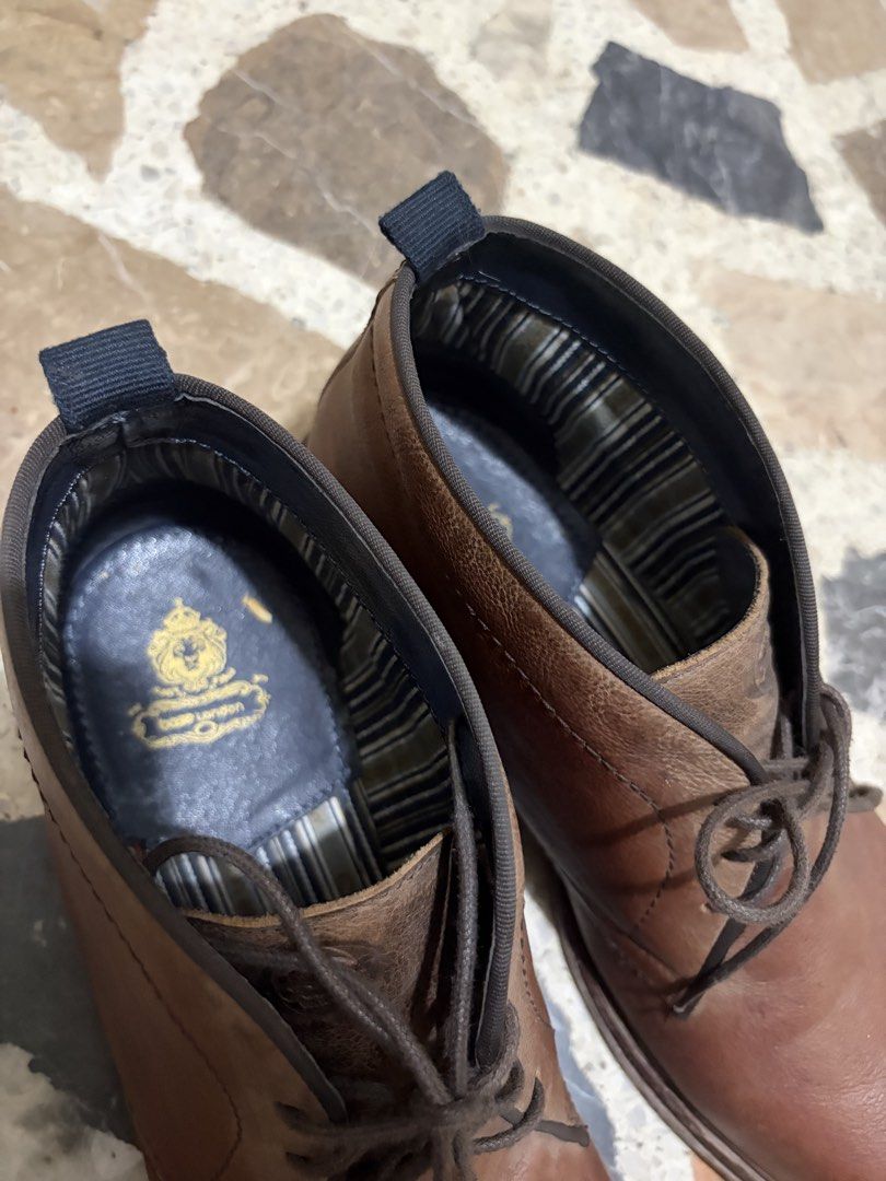 BASE LONDON brown leather chukka boots (Category: Boots) located in Marikina City. Submitted by mifthrifs (Listing ID 1452405991, Image 2). Description: originally bought this for 7k in america, used but well cares for no rotting or issues! - rfs: decluttering - mop: gcash or gotyme - mod: lalamove / j&t - meetup: near marikina pasig station 📍marikina, lower antipolo.