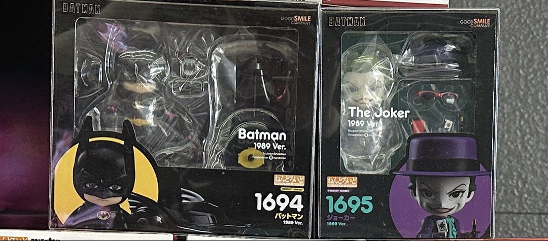 Batman & Joker 1989 Ver. Nendoroids (Category: Figurines & Statues) located in Quezon City. Submitted by robynmaeb (Listing ID 1452353233, Image 1). Description: - Nendoroid Batman 1989 Ver. (1694) - Nendoroid The Joker 1989 Ver. (1695) - From the iconic Batman movie - MISB - Authentic Good Smile Company products - Brand new and sealed in original packaging - Ideal for Nendoroid and Batman collectors.