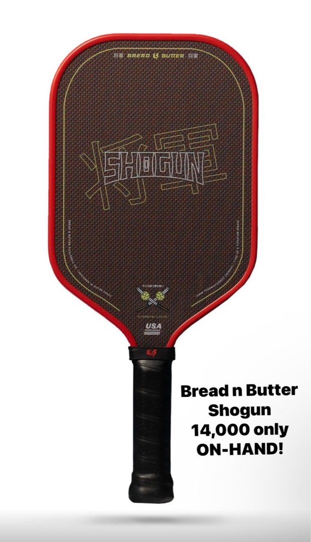 Bread and butter Shogun (Category: Racket and Ball Sports) located in Pateros City. Submitted by binsespi71860 (Listing ID 1452336034, Image 1). Description: The Bread & Butter Shogun is a balanced, all-court pickleball paddle designed for players who want a blend of control, spin, and power. It offers a plush feel for resets and dinks while still providing enough pop for drives and put-aways, making it a versatile choice for intermediate to adva