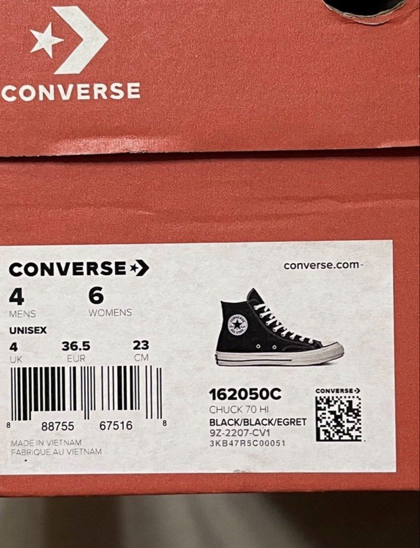 Converse Chuck 70 Unisex Sneakers (Category: Sneakers) located in Quezon. Submitted by achicoco (Listing ID 1452411299, Image 1). Description: -Converse Chuck Taylor 70s Black -2 beses lang nagamit, 100% LEGIT -Size: 6- 23cm -Price : Php 3800 (Still Negotiable) -Can Meetup for checking either SM FAIRVIEW/ STARBUCKS LA CONSOLACION PM me for Questions.