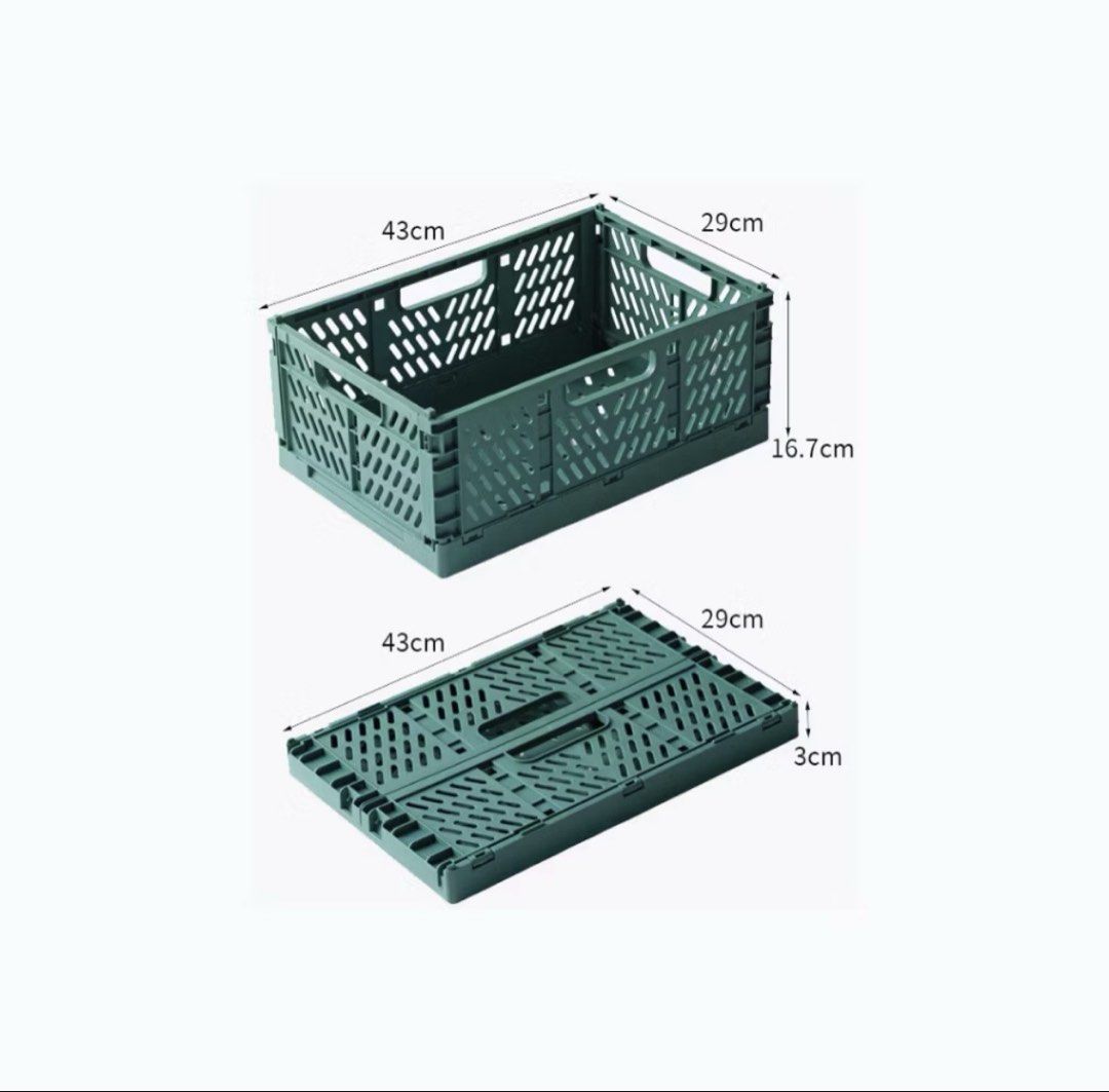 Crate Stackable Foldable Storage Basket (Category: Storage Boxes & Baskets) located in Singapore. Submitted by vivv6623 (Listing ID 1452330325, Image 2). Description: 2 pcs, white..