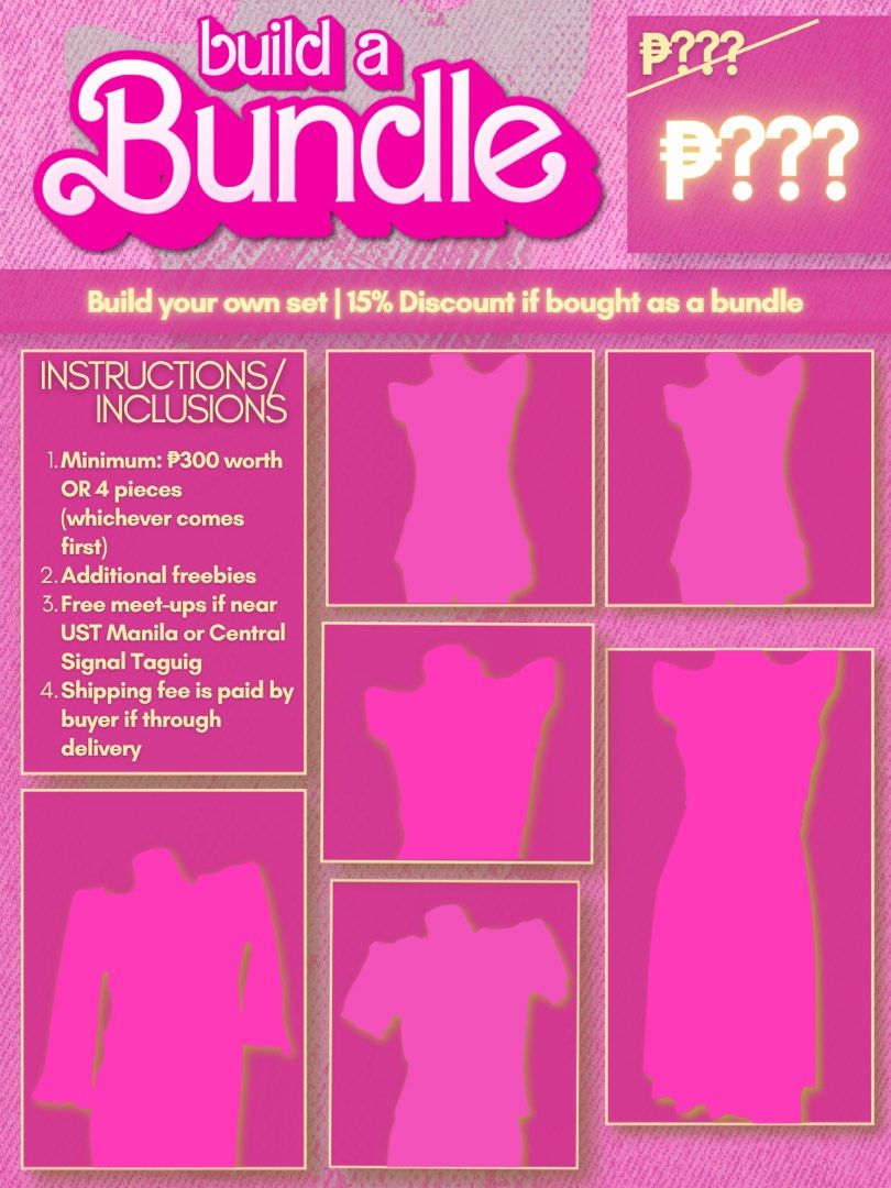 Decluttering Clothes in Bundles (Category: Sets or Coordinates) located in Manila. Submitted by 777inastar (Listing ID 1452428548, Image 3). Description: Get these cute clothing bundles! Choose from the 'Hyper feminine set' or the 'Confident and Sweet set'. Both offer a 15% discount when bought as a bundle. Mix and match to build your own set too!.