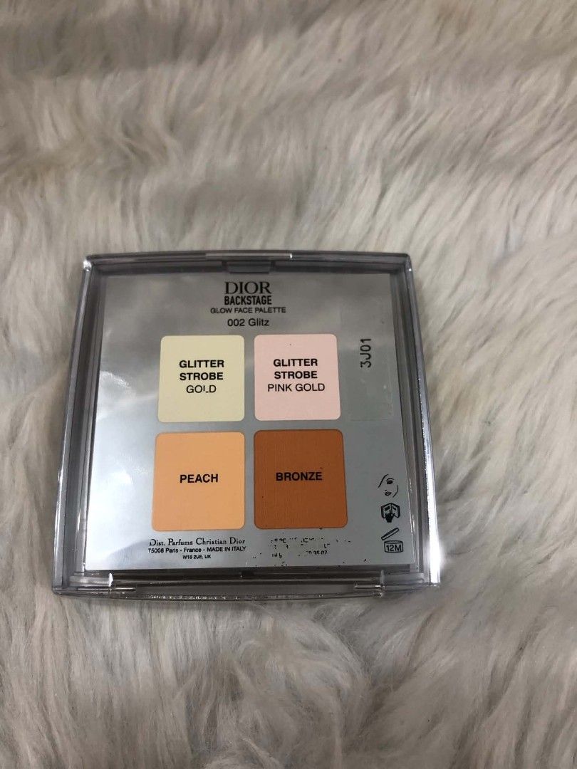 Dior Backstage Glow Face Palette (Category: Makeup) located in Manila. Submitted by le_chic_cart (Listing ID 1452334429, Image 3). Description: - Dior Backstage Glow Face Palette - Includes four shades: Glitter Strobe Gold, Glitter Strobe Pink Gold, Peach, and Bronze - Perfect for highlighting and achieving a radiant glow - Compact size, ideal for on-the-go touch-ups.
