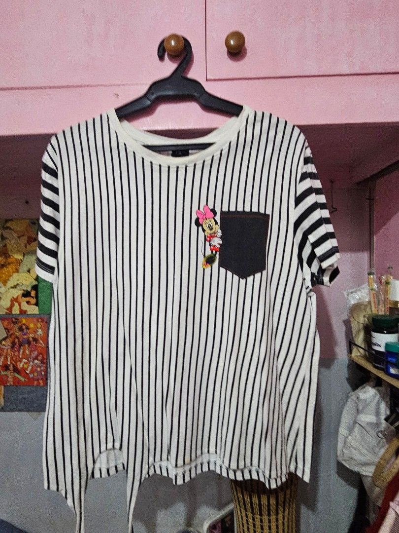 Disney Striped T-shirt (XL) (Category: Shirts) located in Bacoor. Submitted by ellebread (Listing ID 1452474982, Image 1). Description: ㅡ disney striped shirt with minnie mouse pocket design, size xl ㅡ can nego price if buying other items ㅡ sf to be shouldered by buyer.