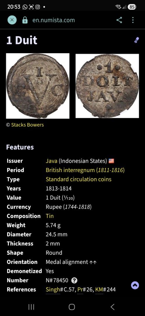 Duit lama 1813 1 Doit java British Interregnum Java Tin coin (Category: Currency) located in Sungai Petani. Submitted by peacebro (Listing ID 1452463293, Image 3). Description: Duit lama 1813 1 Doit java British Interregnum Java Tin coin.