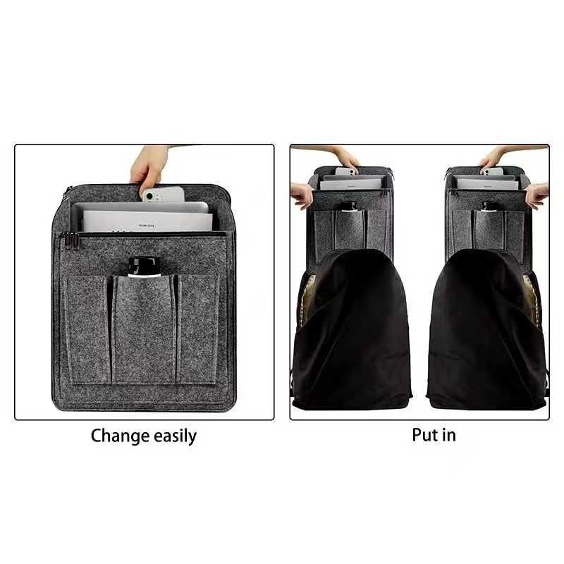 Felt Backpack Organizer Insert Bag Fits Most Styles (Category: Backpacks) located in Manila. Submitted by joan20001 (Listing ID 1452324525, Image 3). Description: - Keep your backpack tidy and organized. - Multiple pockets inside and out for all your essentials. - Easily transfer between different backpacks. - Helps you find items quickly. - Maintains your backpack's structure. - Perfect for students and heavy packers..