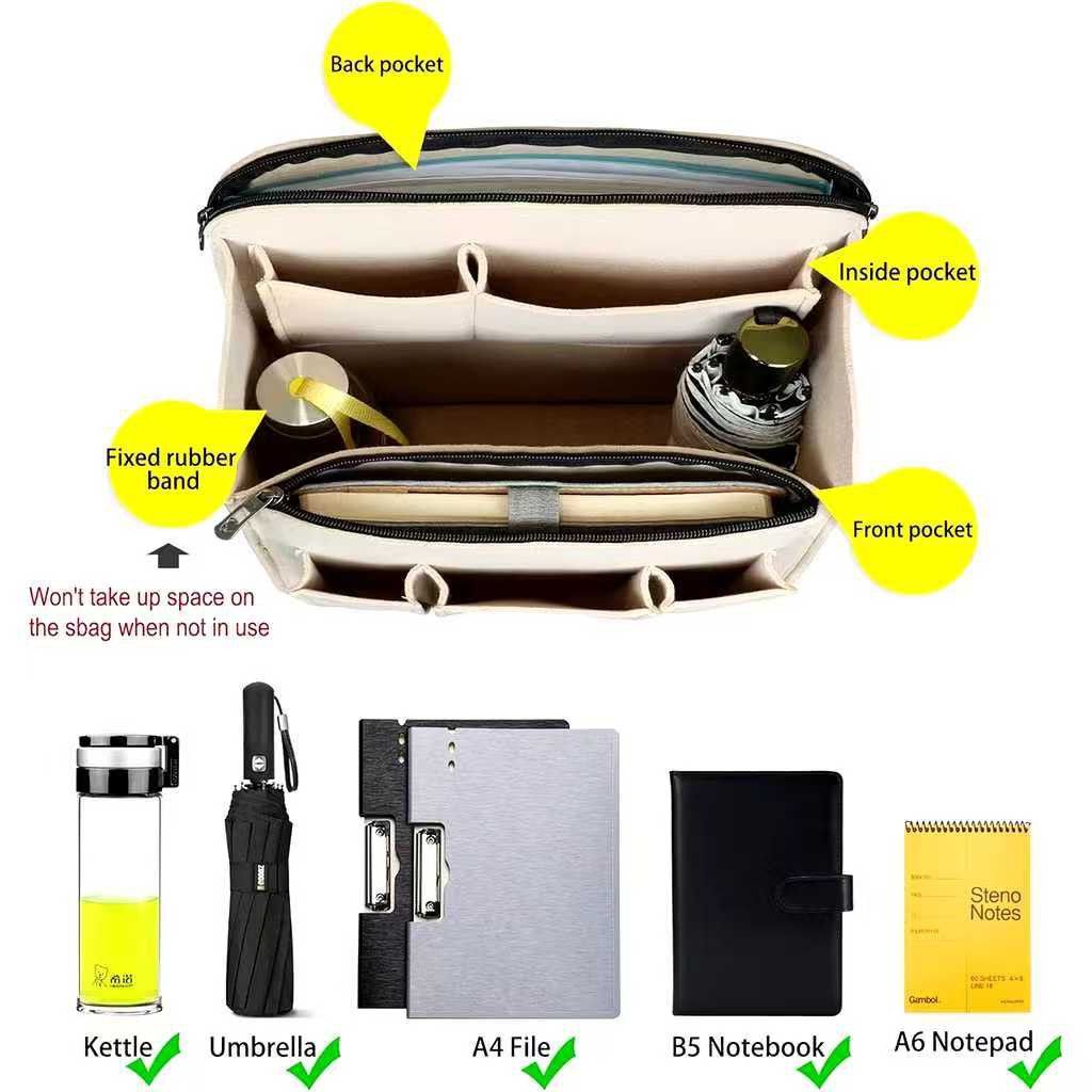 Felt Backpack Organizer Insert Bag Fits Most Styles (Category: Backpacks) located in Manila. Submitted by joan20001 (Listing ID 1452324525, Image 2). Description: - Keep your backpack tidy and organized. - Multiple pockets inside and out for all your essentials. - Easily transfer between different backpacks. - Helps you find items quickly. - Maintains your backpack's structure. - Perfect for students and heavy packers..