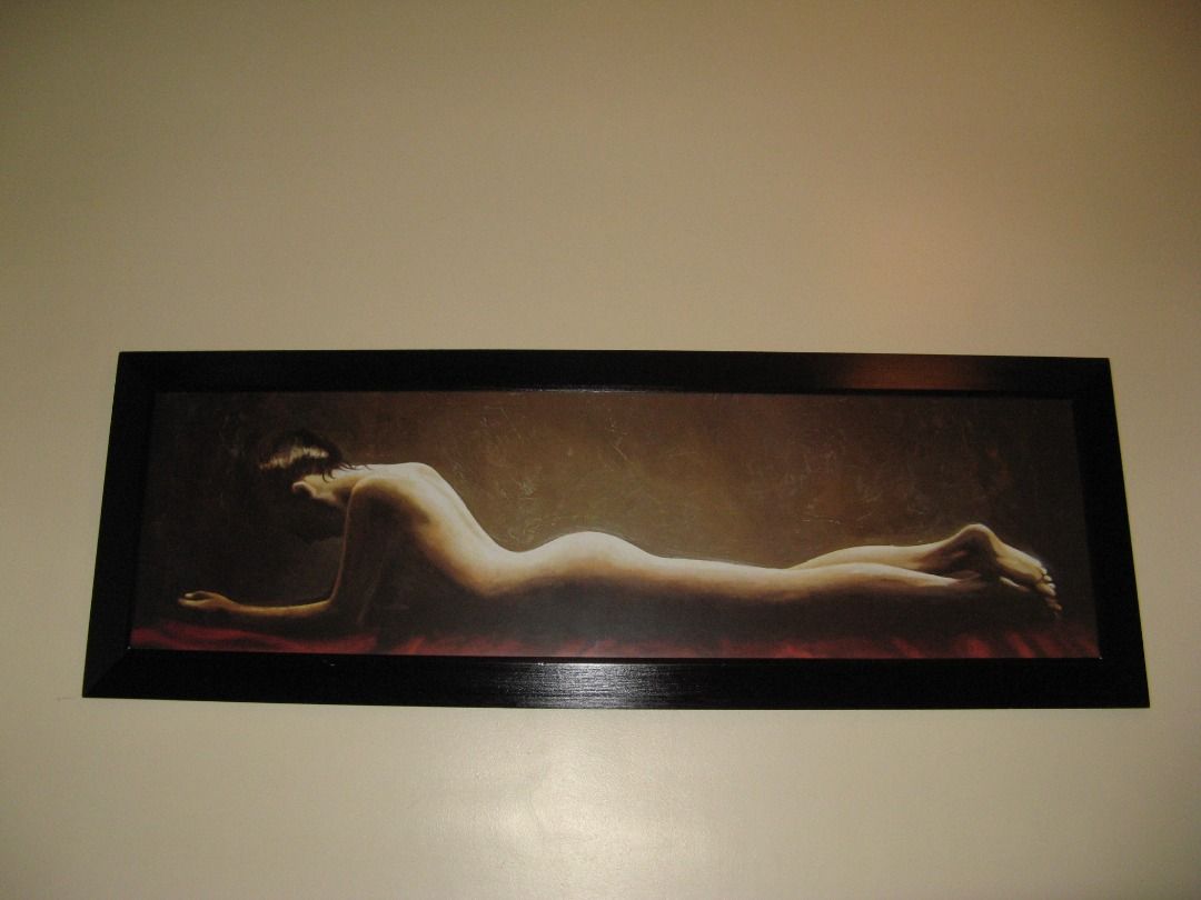 Framed Nude Art Print - Elegant Wall Decor (Category: Frames & Pictures) located in Manila. Submitted by metrolistings (Listing ID 1452417392, Image 1). Description: - Beautiful framed art print - Features a reclining nude figure - Long and narrow format, ideal for a statement piece - Simple black frame - Adds a sophisticated touch to any room - Perfect for art enthusiasts.