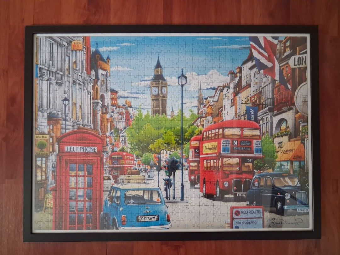 Framed puzzle of London (Category: Board Games & Puzzles) located in Manila. Submitted by platelicker (Listing ID 1452399806, Image 1). Description: - Assembled and framed jigsaw puzzle - Perfect for home decor or as a gift - 50cm×70cm PM for inquiries.