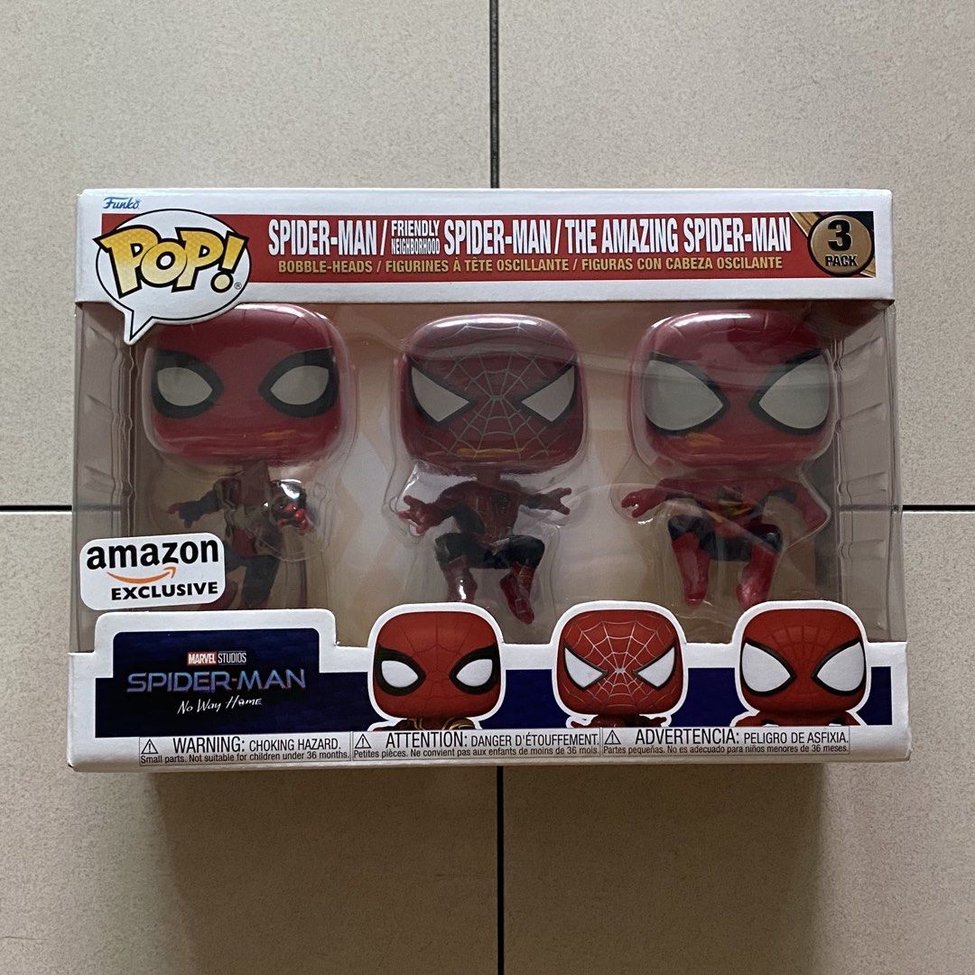 Funko Pop 3 Pack Marvel Spider-Man No Way Home Amazon Exclusive (Category: Designer & Blind Box Toys) located in Manila. Submitted by damecards (Listing ID 1452387909, Image 1). Description: Box Condition-9/10 Brand New Never Opened.