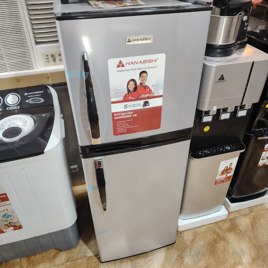 Hanabishi Double Door Refrigerator HAMDDREF-48 (Category: Refrigerators and Freezers) located in Manila. Submitted by sofiared (Listing ID 1452328107, Image 3). Description: - Hanabishi Double Door Refrigerator - Model: HAMDDREF-48 - Capacity: 4.8 cubic feet - Cooling Type: Direct Cool, Frost-Free - Features: Mechanical Temperature Control, Adjustable Legs - Benefit: Energy Saving, Keeps Food Fresh.