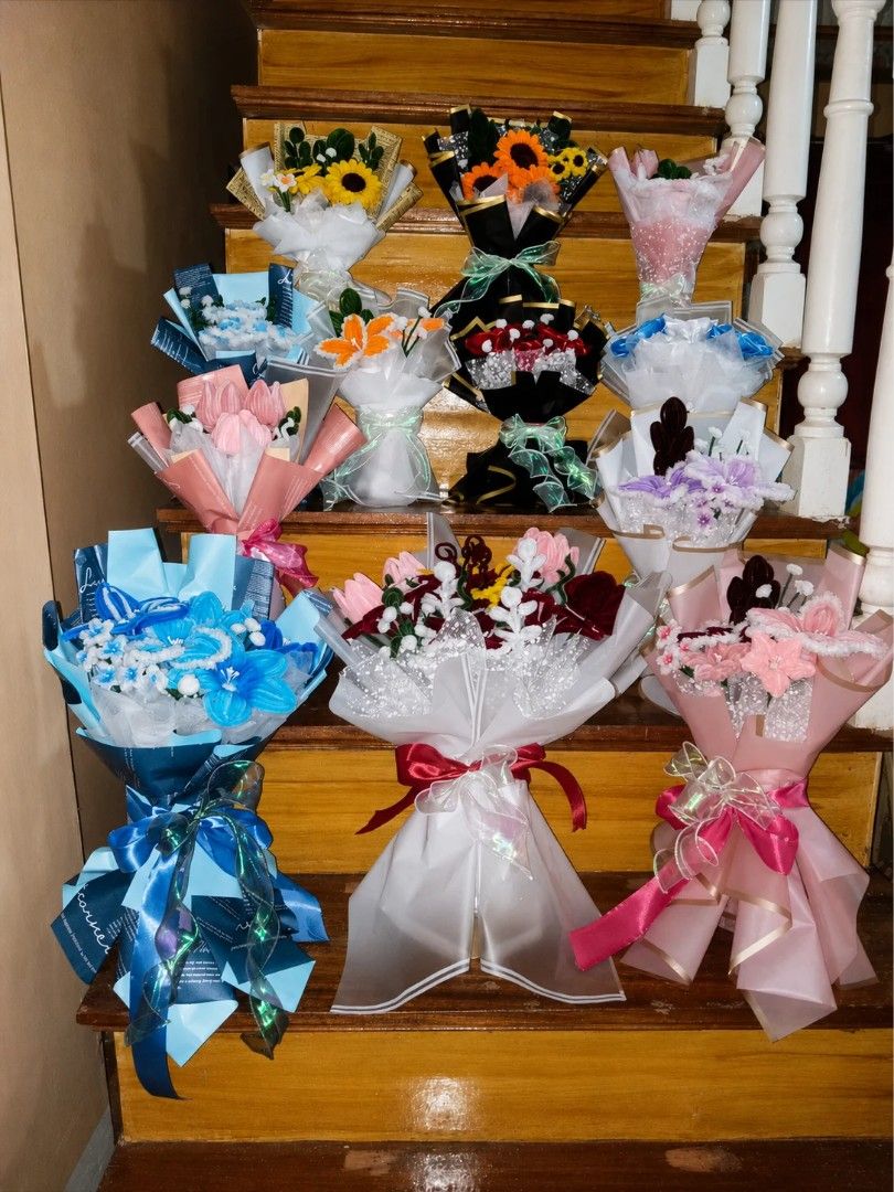 Handmade Flower Bouquets - Various Designs (Category: Flowers & Bouquets) located in Jaro. Submitted by elhistoria (Listing ID 1452332092, Image 1). Description: » Price starts at ₱180.00. Prices are negotiable. Pls refer to the prices indicated each pic. » Open for customized orders. » Perfect for gifts, decorations, or special occasions. » Loc.: Brgy. III-Pob. Jaro, Leyte (if you are within the area, you may visit us for viewing) » Ships nation