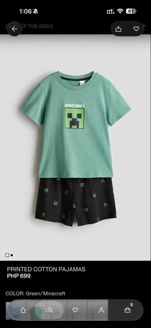 H&M minecraft set (Category: Babies & Kids Fashion) located in Caloocan City. Submitted by storm4 (Listing ID 1452376419, Image 1). Description: 8-10.