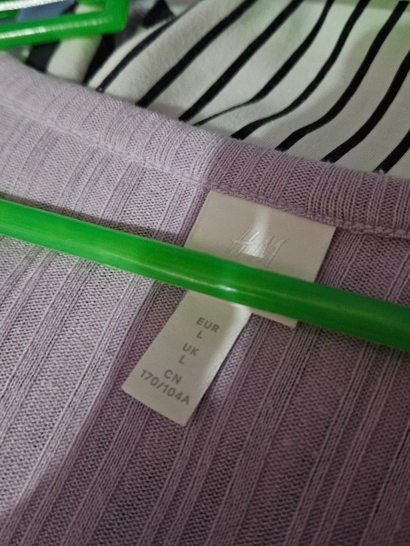 H&M Ribbed Button-Up Cardigan (L) (Category: Coats, Jackets and Outerwear) located in Bacoor. Submitted by ellebread (Listing ID 1452475438, Image 2). Description: ㅡ purple h&m ribbed button-up cardigan, size l ㅡ thin and comfortable fabric, ideal for layering.