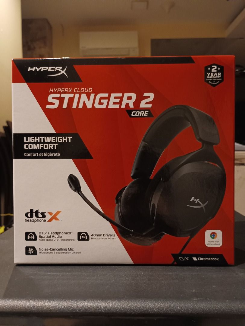 HyperX Cloud Stinger 2 Core Gaming Headset (Category: Headphones & Headsets) located in Caloocan City. Submitted by bg_geniusph (Listing ID 1452458633, Image 1). Description: - HyperX Cloud Stinger 2 Core Gaming Headset - Lightweight and comfortable for extended gaming sessions - DTS Headphone:X Spatial Audio for immersive sound - Noise-cancelling microphone for clear communication - 40mm drivers deliver crisp audio - Compatible with PC and Chrom
