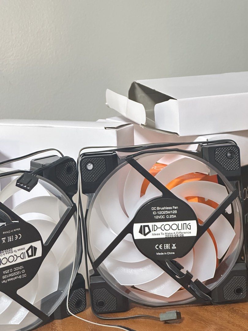 ID-COOLING DF-12025-ARGB 2-Fan Pack (Category: Computer Parts) located in Makati City. Submitted by macalinaojr (Listing ID 1452371997, Image 2). Description: - Brand new 2-pack of ID-COOLING DF-12025-ARGB TRIO fans - Size: 120mm DC brushless fans - Lighting: Addressable RGB (ARGB) for customizable effects - Control Options: Sync with motherboard ARGB or use the included remote controller - Ideal for PC builds, enhancing both cooling and aestheti