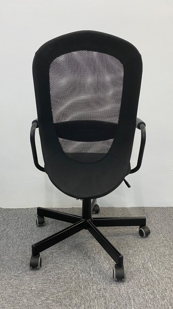 IKEA FLINTAN Office Chair with Armrests (Category: Chairs) located in Kuala Lumpur. Submitted by tlser (Listing ID 1452370477, Image 3). Description: - Mint condition, slightly used only - Have 4 pcs available for sale - Black mesh back office chair - Armrests for personalized comfort - Sturdy base with smooth-rolling wheels - Ideal for home office or study use - Swivels and rolls effortlessly - Designed for long sitting hours.