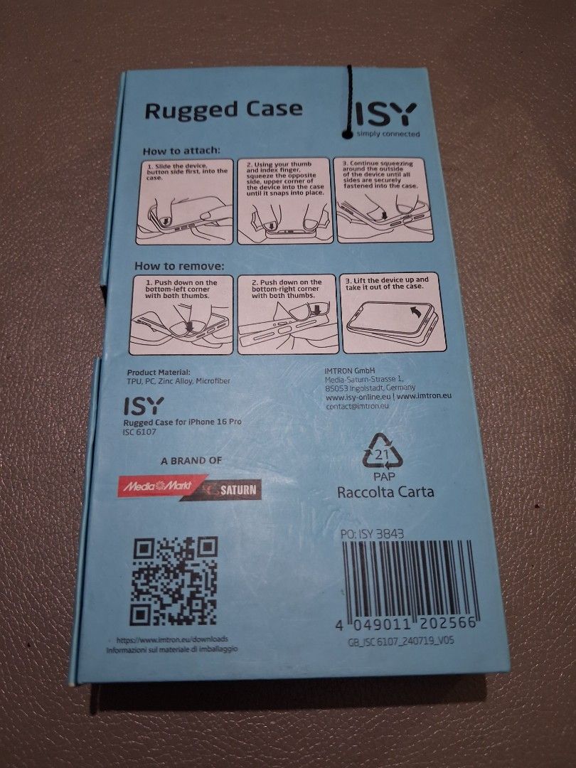 ISY Rugged Case For Apple Iphone 16 Pro (Category: iPhone 16 Series) located in Mandaluyong City. Submitted by daddyjpanlilio24 (Listing ID 1452345013, Image 3). Description: P 450 FIX PRICE+SF ISY Rugged Case For Apple Iphone 16 Pro Brand new, mali ng bili hindi nagamit Mandaluyong Shipping/Payment: Gcash/Maya JNT, payment 1st no COD Lalamove, payment upon rider pick up.
