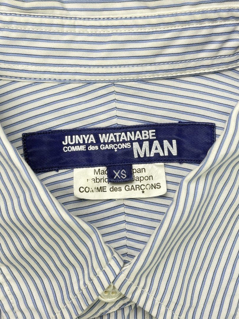 Junya Watanabe - AD2017 - Patchwork Stripe Shirt (Category: Formal Shirts) located in Pasig City. Submitted by on_the_trend (Listing ID 1452380056, Image 3). Description: Tagged size: XS Condition: 9/10 Material: 100% Cotton Made in: Japan Measurement: Width: 18.5 inches Shoulder: 15.5 inches Length: 26.5” (Front) / 27.5” (Back) Sleeve length: 23.5 inches.