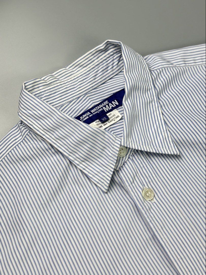 Junya Watanabe - AD2017 - Patchwork Stripe Shirt (Category: Formal Shirts) located in Pasig City. Submitted by on_the_trend (Listing ID 1452380056, Image 2). Description: Tagged size: XS Condition: 9/10 Material: 100% Cotton Made in: Japan Measurement: Width: 18.5 inches Shoulder: 15.5 inches Length: 26.5” (Front) / 27.5” (Back) Sleeve length: 23.5 inches.