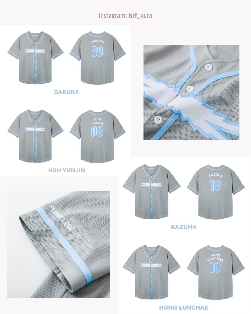 已截）LE SSERAFIM PUREFLOW Japan Uniform Shirt 日巡棒球衫預購