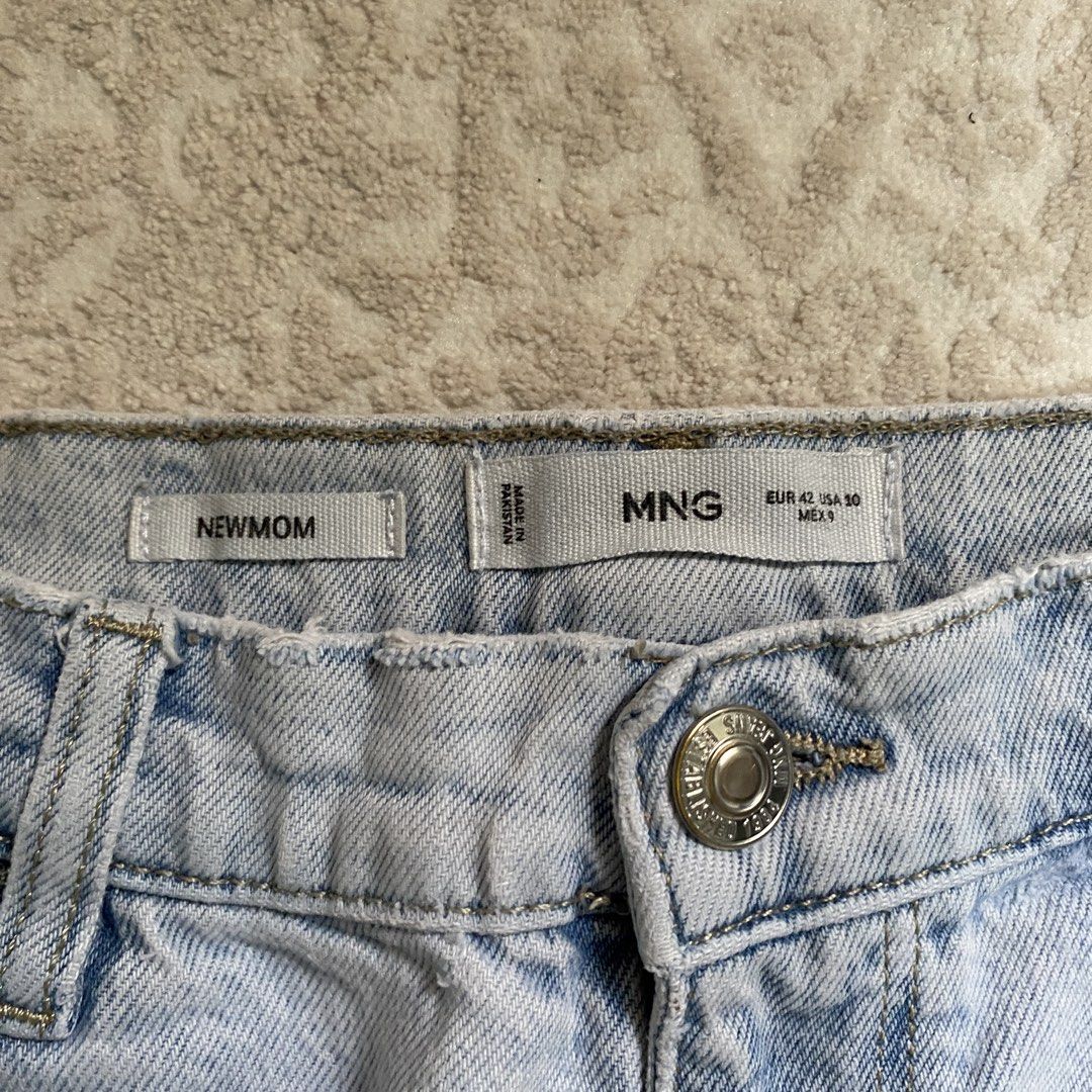 Mango light blue mom jeans (Category: Jeans) located in Mandaluyong City. Submitted by tinytrinket (Listing ID 1452324639, Image 2). Description: mango size 42 .