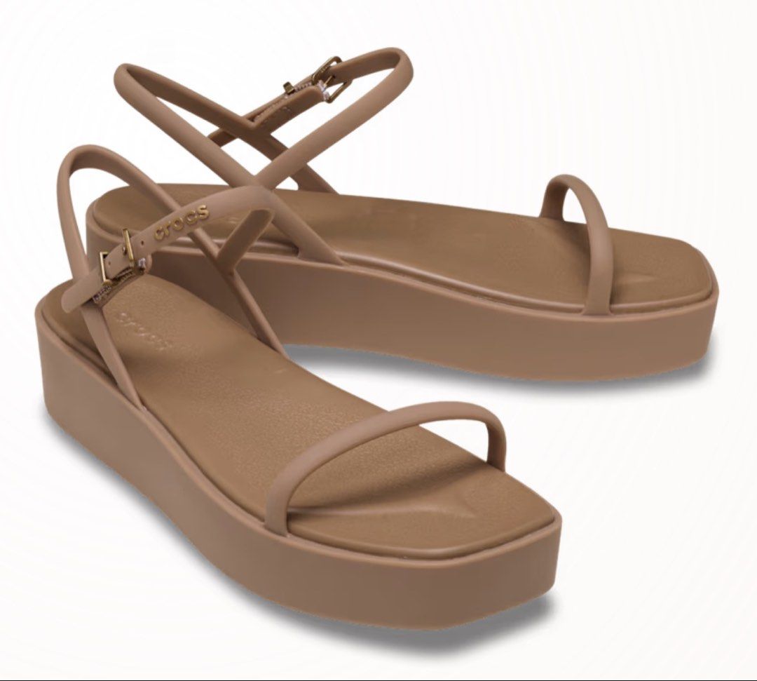 CROCS Miami Platform Y Strap Sandal (Milk Chocolate) (Category: Flats & Sandals) located in Paranaque City. Submitted by hearthighway (Listing ID 1452483495, Image 1). Description: -sourced from the US..
