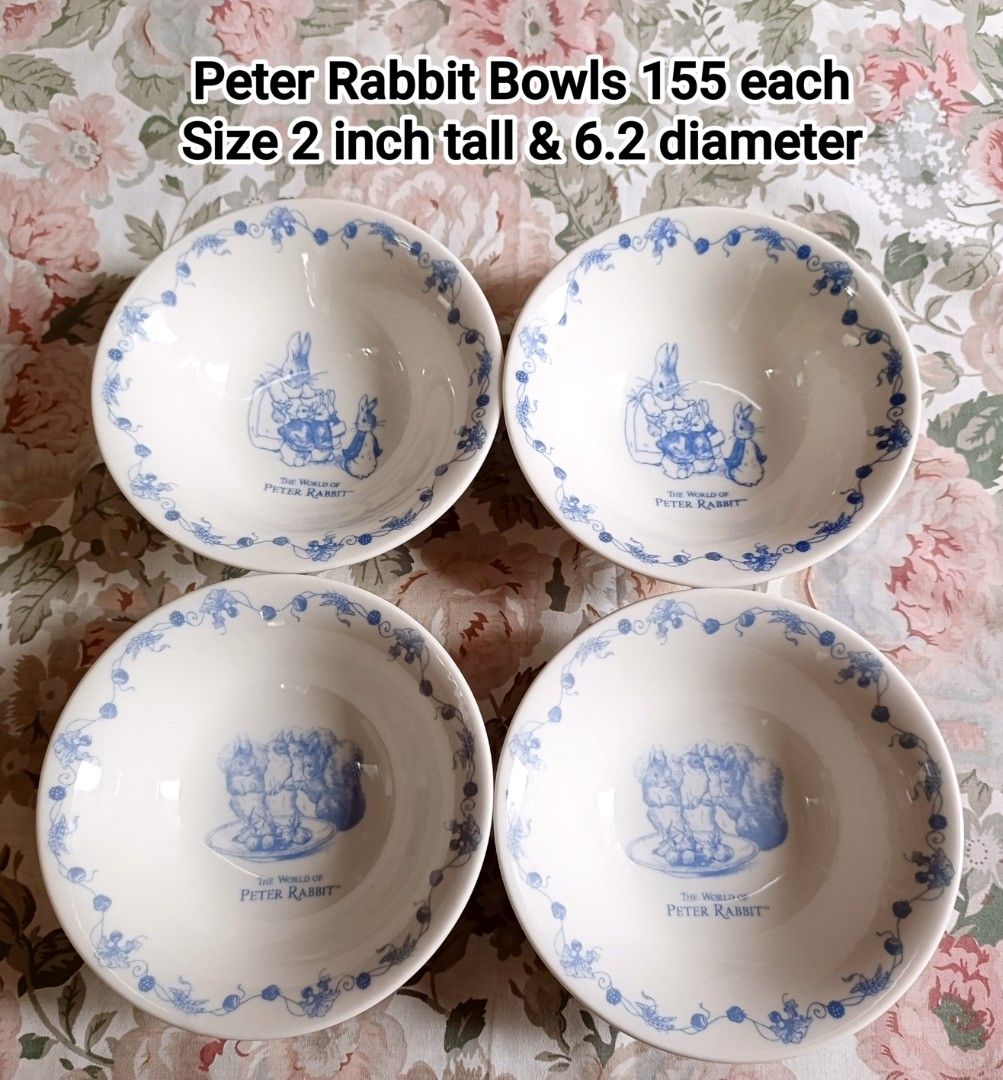 Peter Rabbit Bowls (Category: Dinnerware & Cutlery) located in Binan City. Submitted by mayjhe (Listing ID 1452447588, Image 1). Description: 💛 For Sale 💛 🌸 Peter Rabbit 🍀 Ceramics Bowl 📍 Condition: Good 💰 Price is ₱ 155.00 each 👉 Other details posted 🇵🇭 Location Biñan Laguna 🛵 Courier J& T and Lalamove 📋 Shipping by schedule 📍 NO COD & COP 📌 All items are carefully packed and labeled with Fragile stickers for breakable goods. Howeve