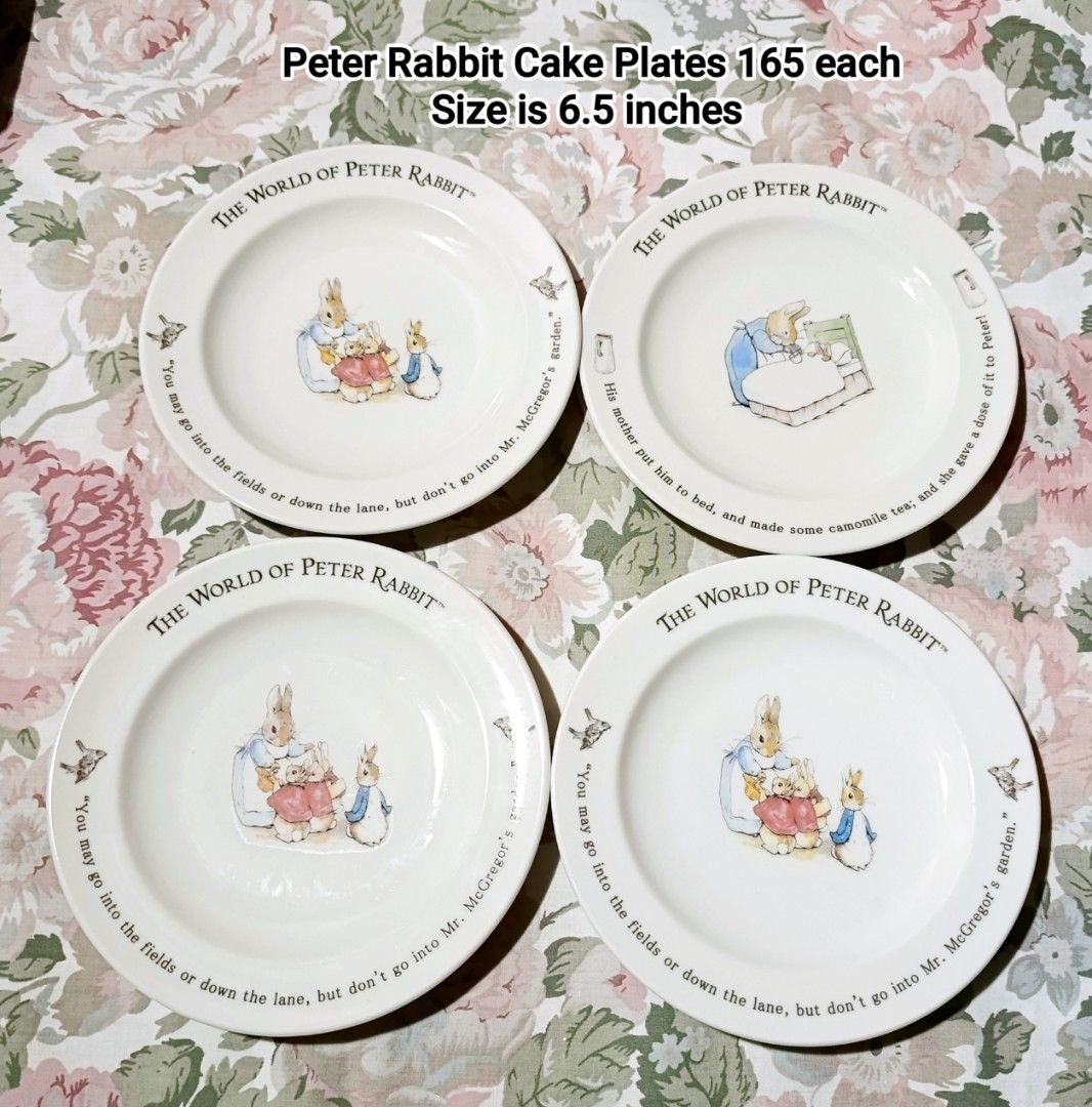 Peter Rabbit Plates (Category: Dinnerware & Cutlery) located in Binan City. Submitted by mayjhe (Listing ID 1452449143, Image 1). Description: 💛 For Sale 💛 🌸 Peter Rabbit 🍀 Ceramics Plate 📍 Condition: Good 💰 Price is ₱ 165.00 each 👉 Other details posted 🇵🇭 Location Biñan Laguna 🛵 Courier J& T and Lalamove 📋 Shipping by schedule 📍 NO COD & COP 📌 All items are carefully packed and labeled with Fragile stickers for breakable goods. Howe