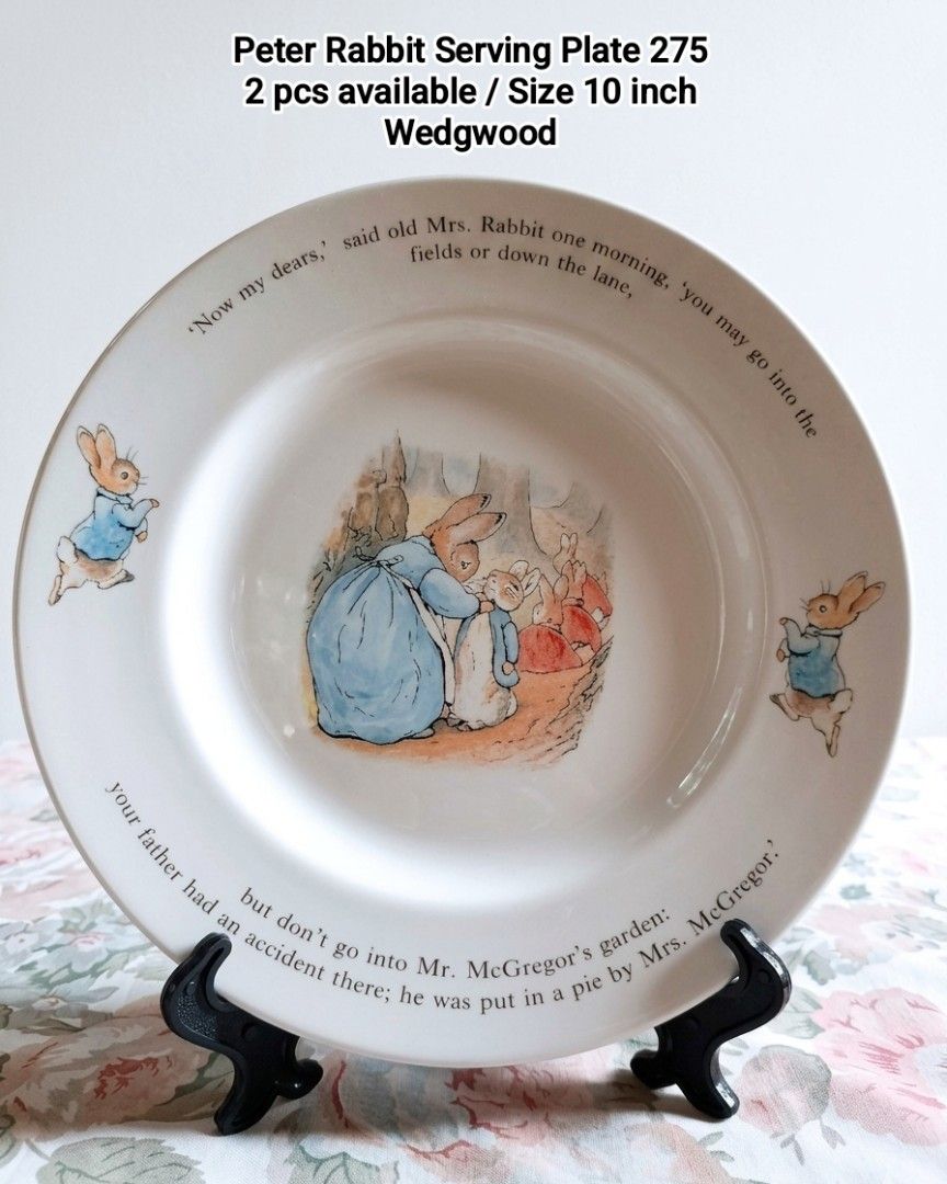 Peter Rabbit Wedgewood Plate (Category: Dinnerware & Cutlery) located in Binan City. Submitted by mayjhe (Listing ID 1452448119, Image 1). Description: 💛 For Sale 💛 🌸 Peter Rabbit 🍀 Ceramics Plate 📍 Condition: Good 💰 Price is ₱ 275. 00each 👉 Other details posted 🇵🇭 Location Biñan Laguna 🛵 Courier J& T and Lalamove 📋 Shipping by schedule 📍 NO COD & COP 📌 All items are carefully packed and labeled with Fragile stickers for breakable go