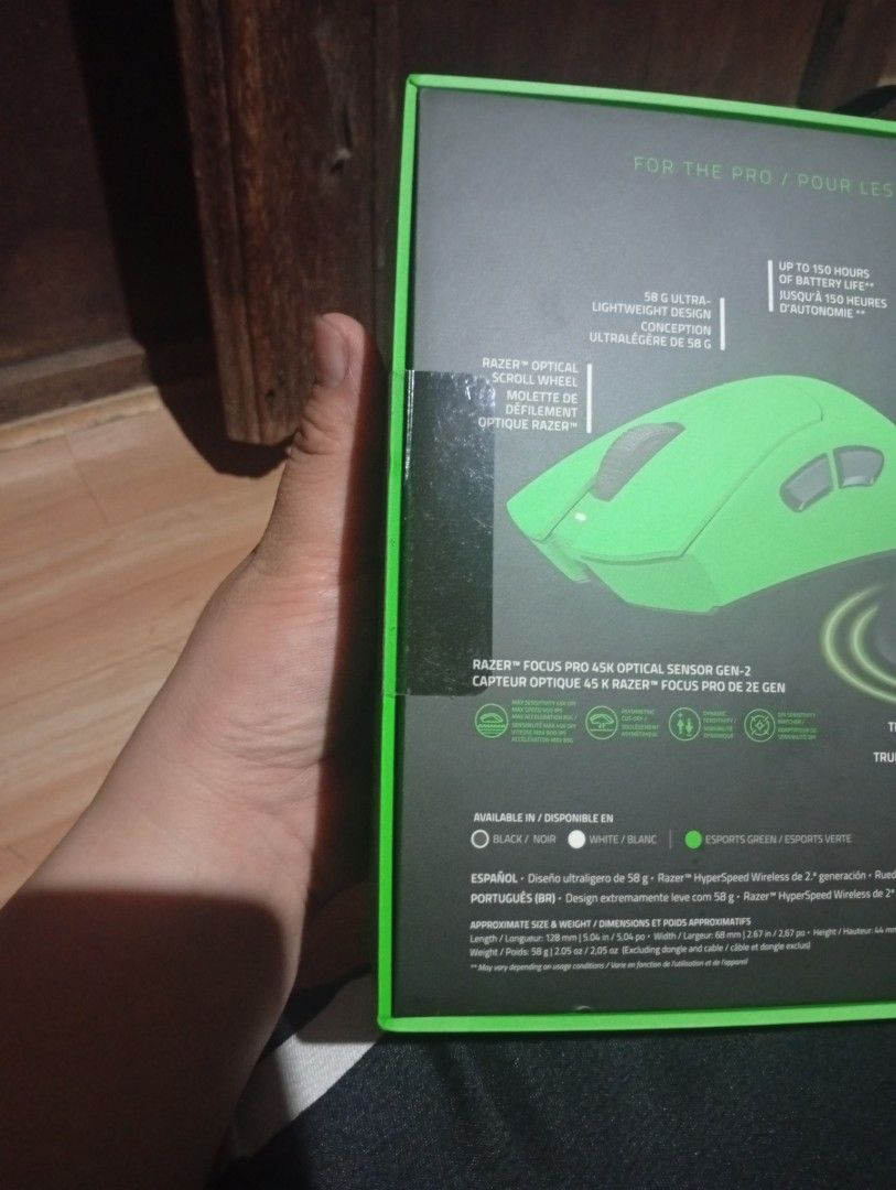 Razer Deathadder V4 Pro Esports Green Edition Mouse (Category: Mouse & Mousepads) located in Muntinlupa City. Submitted by zeller_zelle (Listing ID 1452484204, Image 3). Description: Sealed Brand new mouse for sale Deathadder V4 Pro Esports Green Edition.