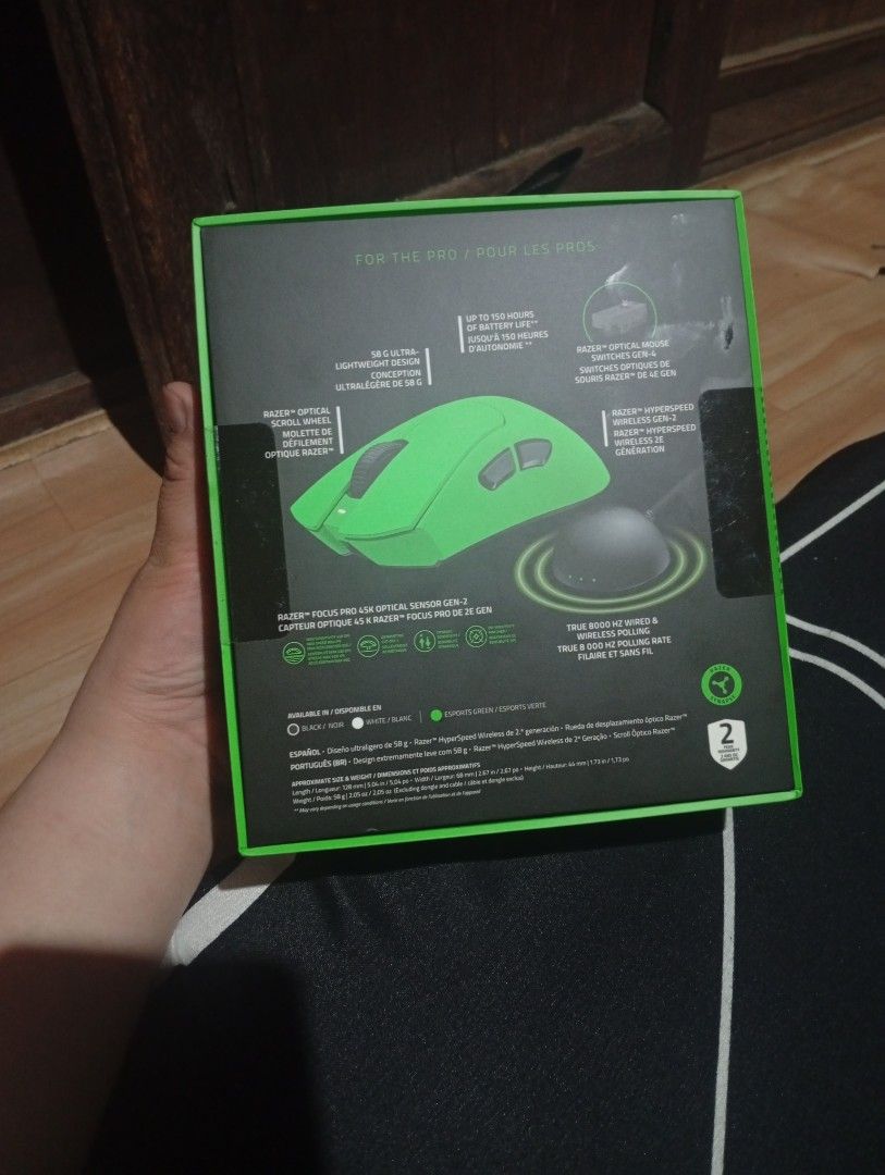 Razer Deathadder V4 Pro Esports Green Edition Mouse (Category: Mouse & Mousepads) located in Muntinlupa City. Submitted by zeller_zelle (Listing ID 1452484204, Image 2). Description: Sealed Brand new mouse for sale Deathadder V4 Pro Esports Green Edition.