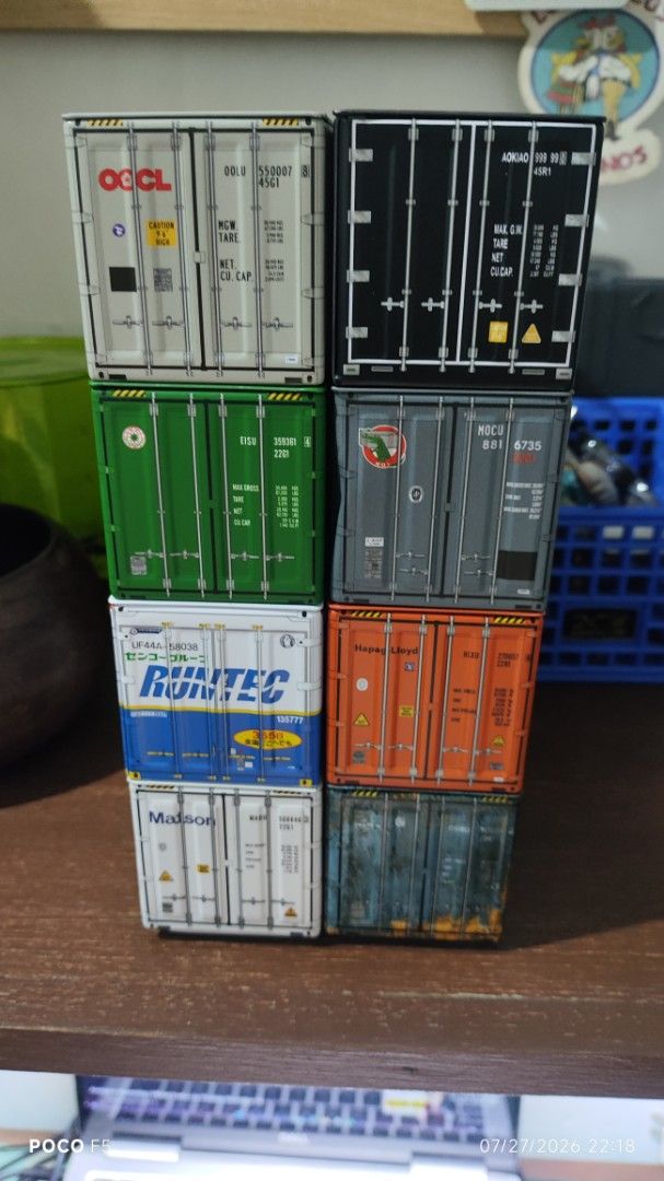 Set of 8 Shipping Container Models - Various Brands (Category: Vehicle & Diecast Models) located in Quezon City. Submitted by ralphralph (Listing ID 1452502144, Image 2). Description: - Set of 8 collectible shipping container models - Brands included: OOCL, Evergreen, Runtec, Matson, Mecha Advance, MOL, Hapag-Lloyd, CMA CGM - Perfect for display or diorama projects.