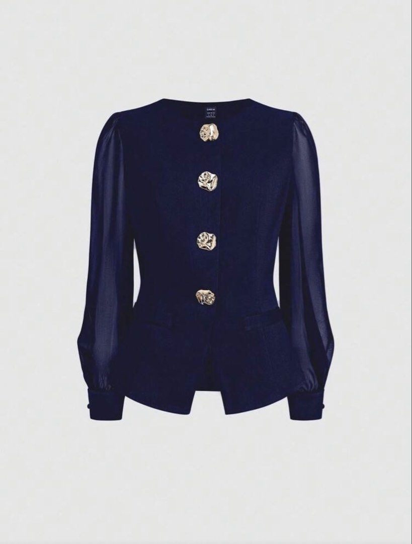 SHEIN blouse top (Category: Blouses) located in Kuala Lumpur. Submitted by di0rlovely (Listing ID 1452453083, Image 1). Description: sleeve kiri kanan jarang need to wear inner.