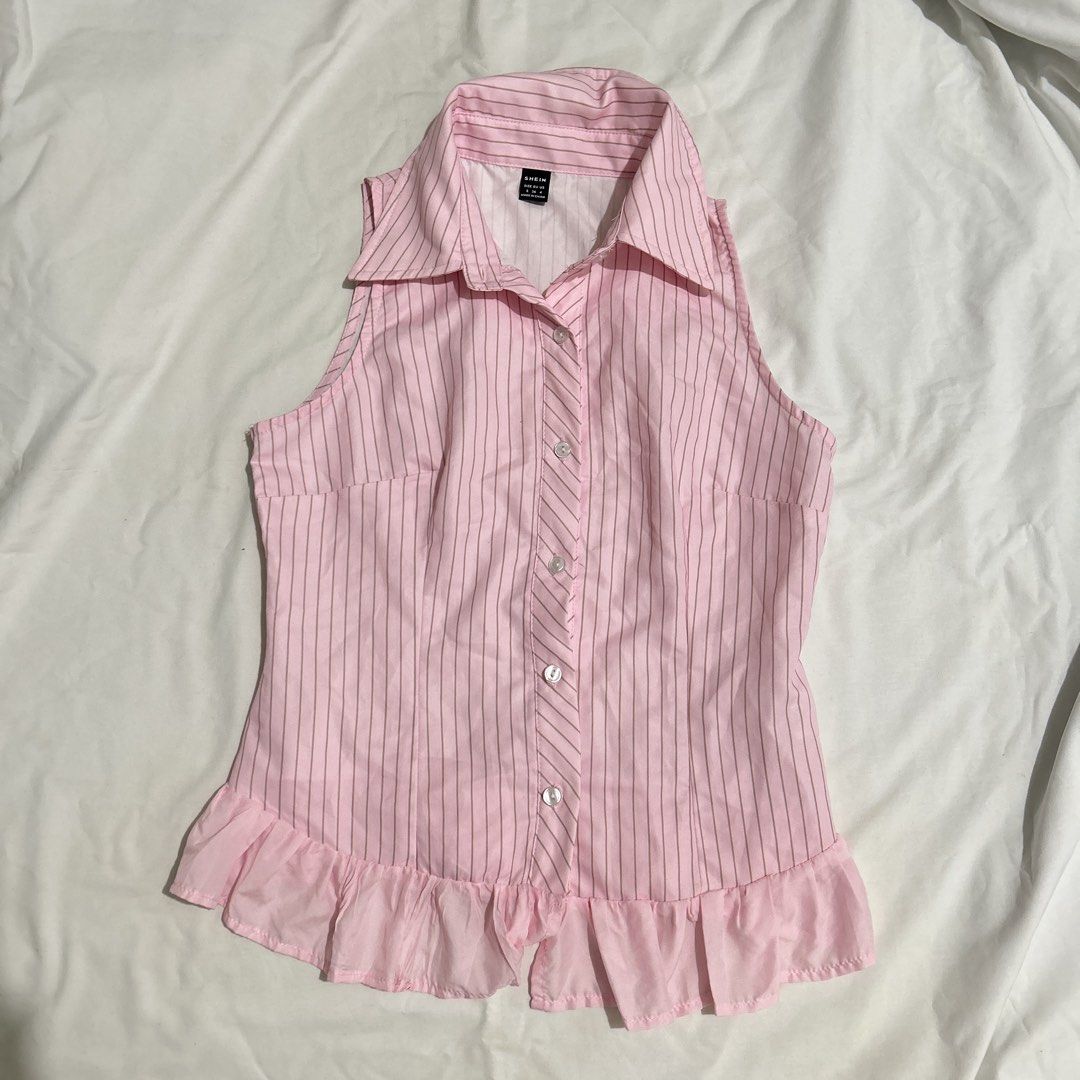 SHEIN Sleeveless Collared Polo Top (Category: Sleeveless) located in Quezon City. Submitted by rubyjnk (Listing ID 1452441022, Image 1). Description: last price posted ‼️ can fit small to medium i have 28” waistline for reference worn once, good as new x sensitive buyers loc: qc —all items are preloved so manage your expectations and purchase responsibly. — can provide more item details/pics upon request. — PAYO (gcash/maya) or SDD COD — first to