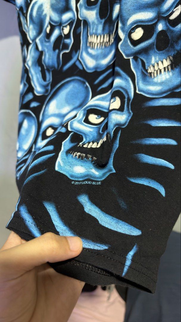 Skull Pile - Liquid Blue - Glow in the dark (Category: Tshirts & Polo Shirts ) located in Manila. Submitted by goodhumanbeing (Listing ID 1452467524, Image 3). Description: Blue skull pile AOP 20x28.5 Excellent condition.