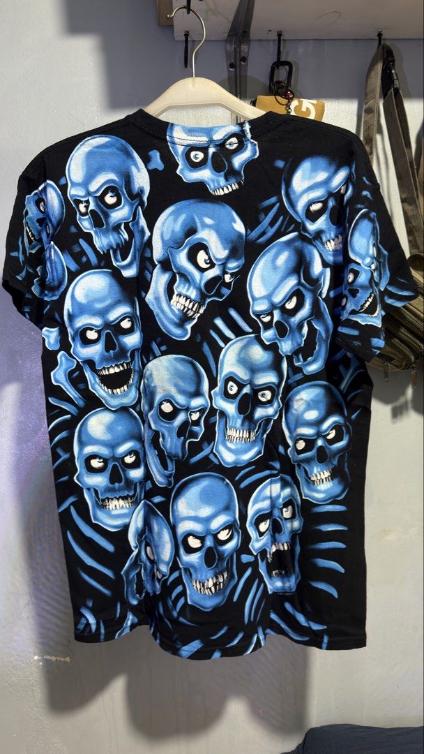Skull Pile - Liquid Blue - Glow in the dark (Category: Tshirts & Polo Shirts ) located in Manila. Submitted by goodhumanbeing (Listing ID 1452467524, Image 2). Description: Blue skull pile AOP 20x28.5 Excellent condition.