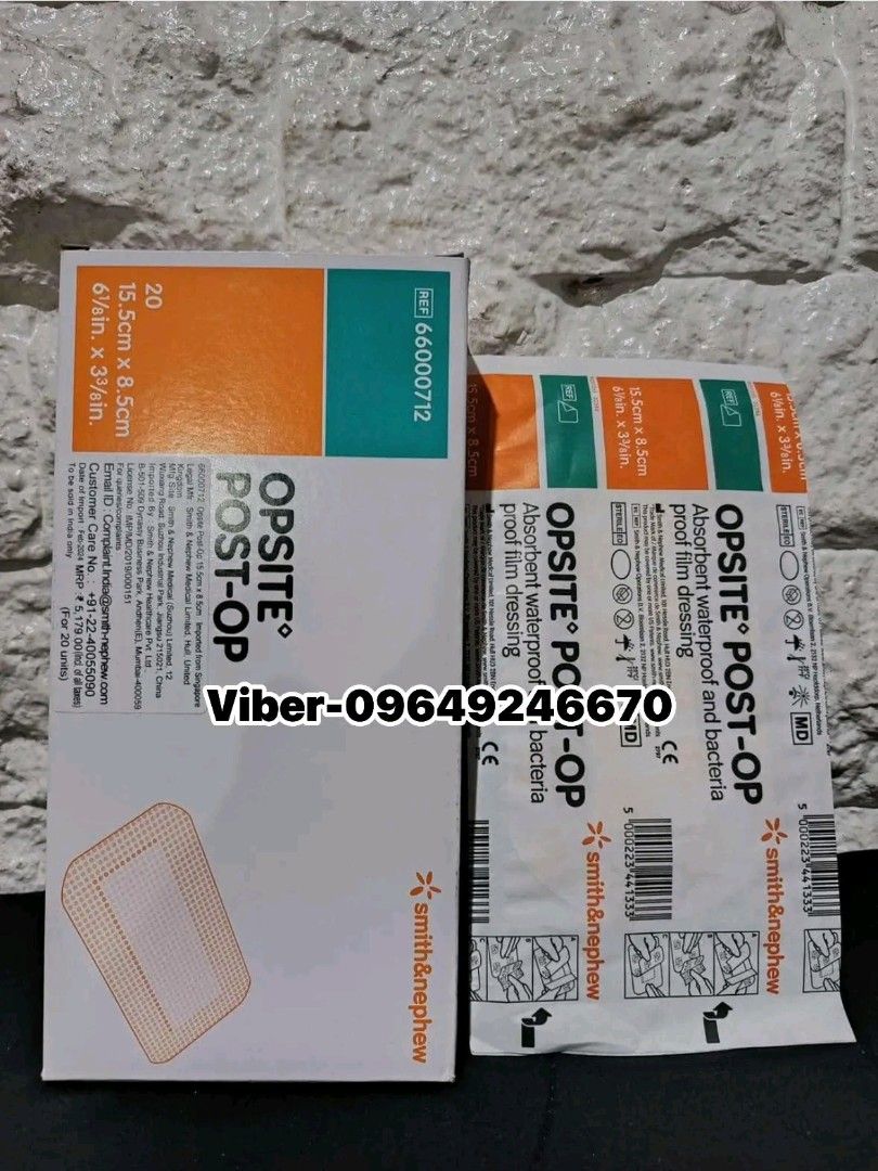 Smith & Nephew Opsite Post-Op Dressing 15.5cm x 8.5cm (20 Units) (Category: Medical Supplies & Tools) located in Manila. Submitted by oplecherly24007 (Listing ID 1452404579, Image 1). Description: - Smith & Nephew Opsite Post-Op Dressings - Size: 15.5cm x 8.5cm - Features: Absorbent, Waterproof, Bacteria-proof - Quantity: 20 units per box - Imported from Singapore (Feb 2024).
