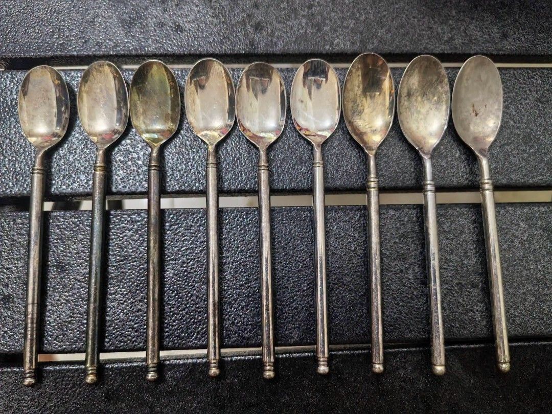 Teaspoon - Set of 9 (Category: Other Kitchenware & Tableware) located in Cebu City. Submitted by dudes_villanueva (Listing ID 1452375265, Image 2). Description: Teaspoon - Set of 9 With Markings except for the 3 bigger spoons. 📌 Has visible metal Tarnish..