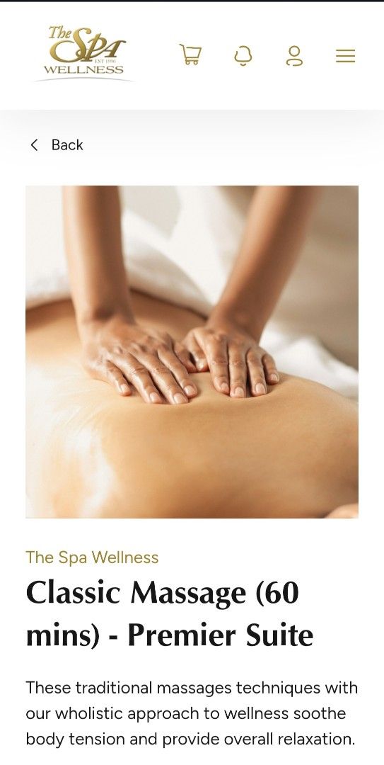 The Spa Classic Massage Premier Suite Voucher (Category: Vouchers) located in Caloocan City. Submitted by isabellasa23104 (Listing ID 1452333718, Image 3). Description: - Experience a luxurious Classic Massage Premier Suite at The Spa Wellness. - Premier Suite features a private room with personal jacuzzi or tub, steam bath, and shower. - RFS: injury unable to use - SRP: 2420 delivery c/o buyer; no meetup pls.