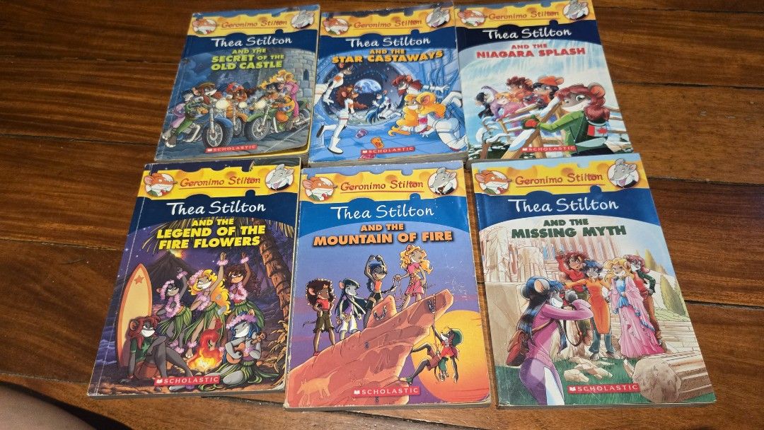 Thea Stilton Books - Geronimo Stilton Series (Category: Children's Books) located in Pasig City. Submitted by agbayanips (Listing ID 1452426432, Image 1). Description: - Set of 6 Thea Stilton books - Titles: 'The Secret of the Old Castle', 'Star Castaways', 'The Niagara Splash', 'The Legend of the Fire Flowers', 'The Mountain of Fire', 'The Missing Myth' - Perfect for young readers - Ideal for fans of mystery and fantasy adventures - All books ar