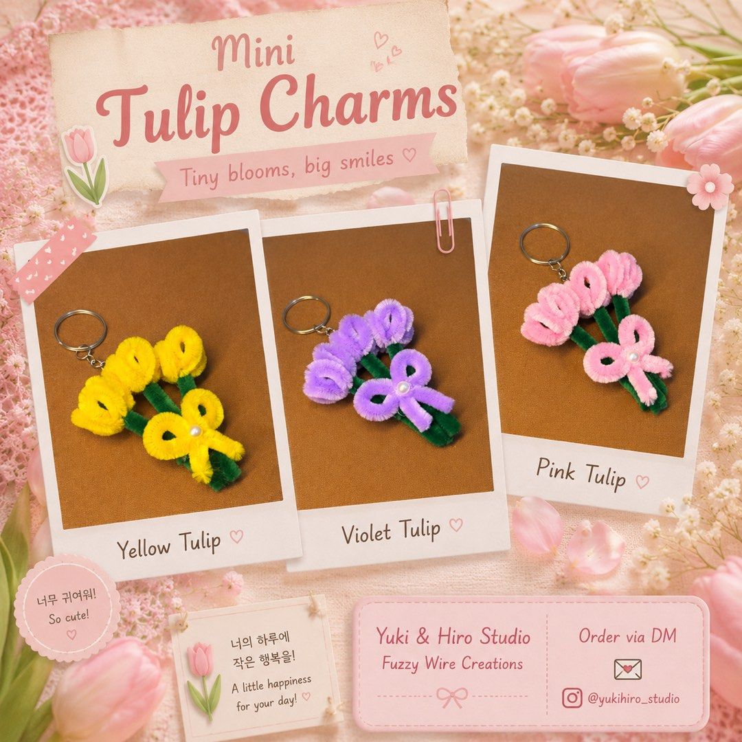 tulips keychain fuzzy wire (Category: Handmade Craft) located in Makati City. Submitted by turtle09 (Listing ID 1452503543, Image 2). Description: -25 pesos each -minimum 5 items -open for reselling (have discount and free) -have freebies .