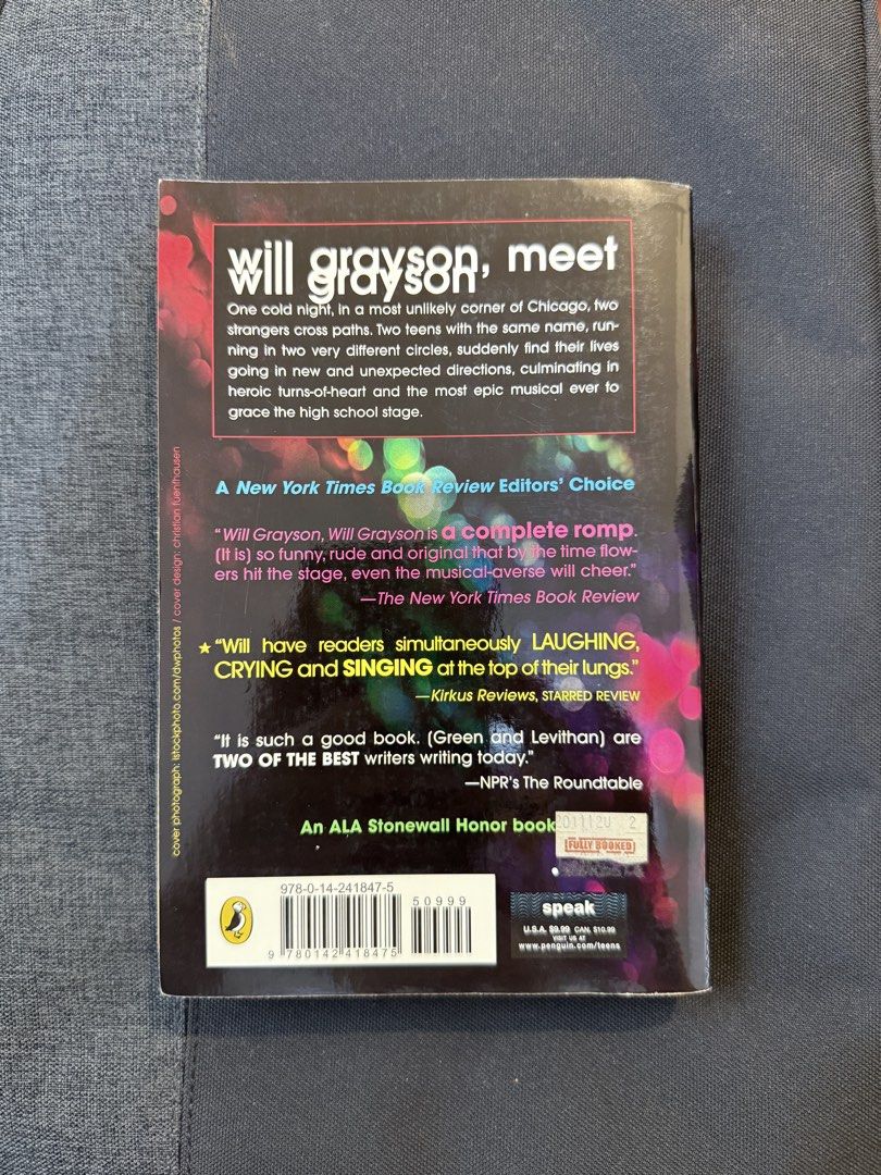 Will Grayson, Will Grayson - John Green & David Levithan book (Category: Storybooks) located in Makati City. Submitted by thepicniclabel (Listing ID 1452483644, Image 2). Description: Dont remember the plot anymore but I remember how I loved this book 😂 No damages to the book, good condition ✅ Payments through Gcash / BDO / BPI only ✅ Shipping via express only, non-express shipping to be handled by buyer ✅ Meetups allowed if needed, Makati or BG