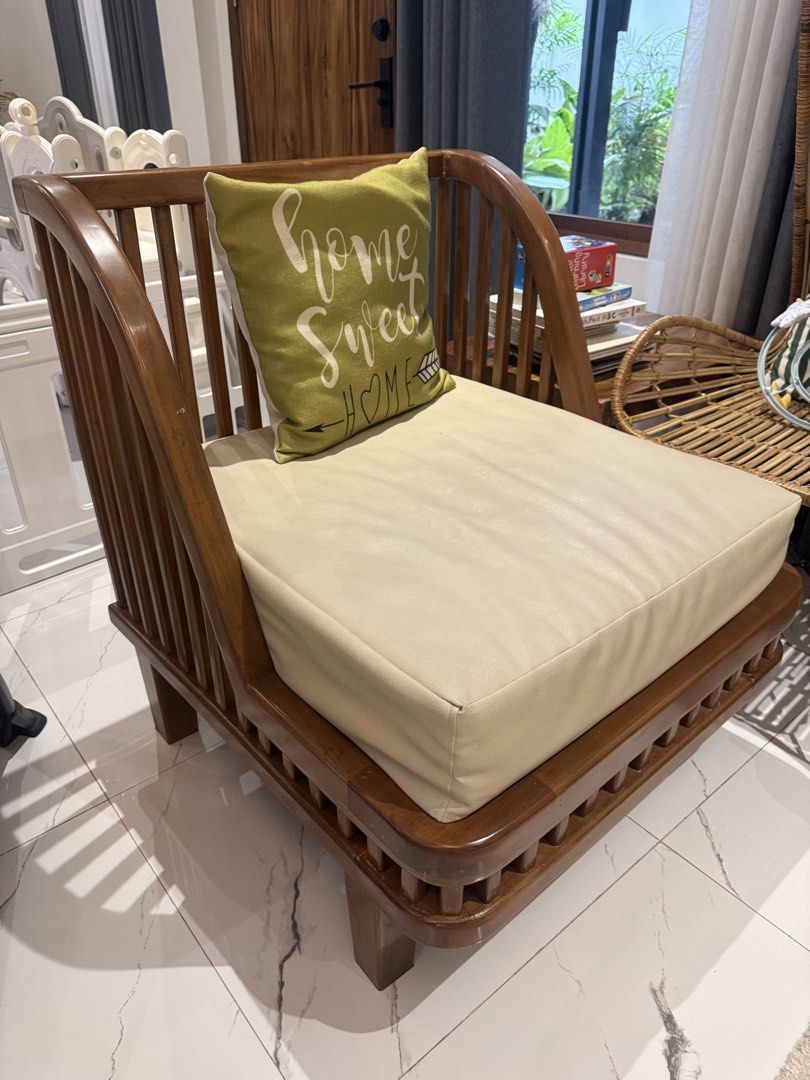 Wood Sala Set with Cushions (Category: Sofas) located in San Fernando. Submitted by janelledr (Listing ID 1452447933, Image 3). Description: Bali-Inspired Resort Sala Set 🌿 Used – Good Condition Includes: 1x- 4 seater(31in W x 34in H x 78in L) 1x- 3 seater(31in W x 34in H x 63in L) 1x- single seater(31in W x 34in H x 29in L) Perfect for a resort-inspired, tropical indoor space. •Sold as is • Buyer arranges shipping via Lalamove (shipping fee to 