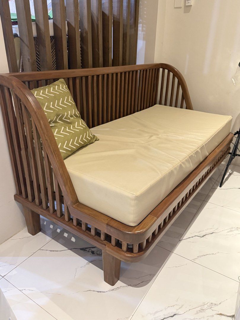Wood Sala Set with Cushions (Category: Sofas) located in San Fernando. Submitted by janelledr (Listing ID 1452447933, Image 2). Description: Bali-Inspired Resort Sala Set 🌿 Used – Good Condition Includes: 1x- 4 seater(31in W x 34in H x 78in L) 1x- 3 seater(31in W x 34in H x 63in L) 1x- single seater(31in W x 34in H x 29in L) Perfect for a resort-inspired, tropical indoor space. •Sold as is • Buyer arranges shipping via Lalamove (shipping fee to 